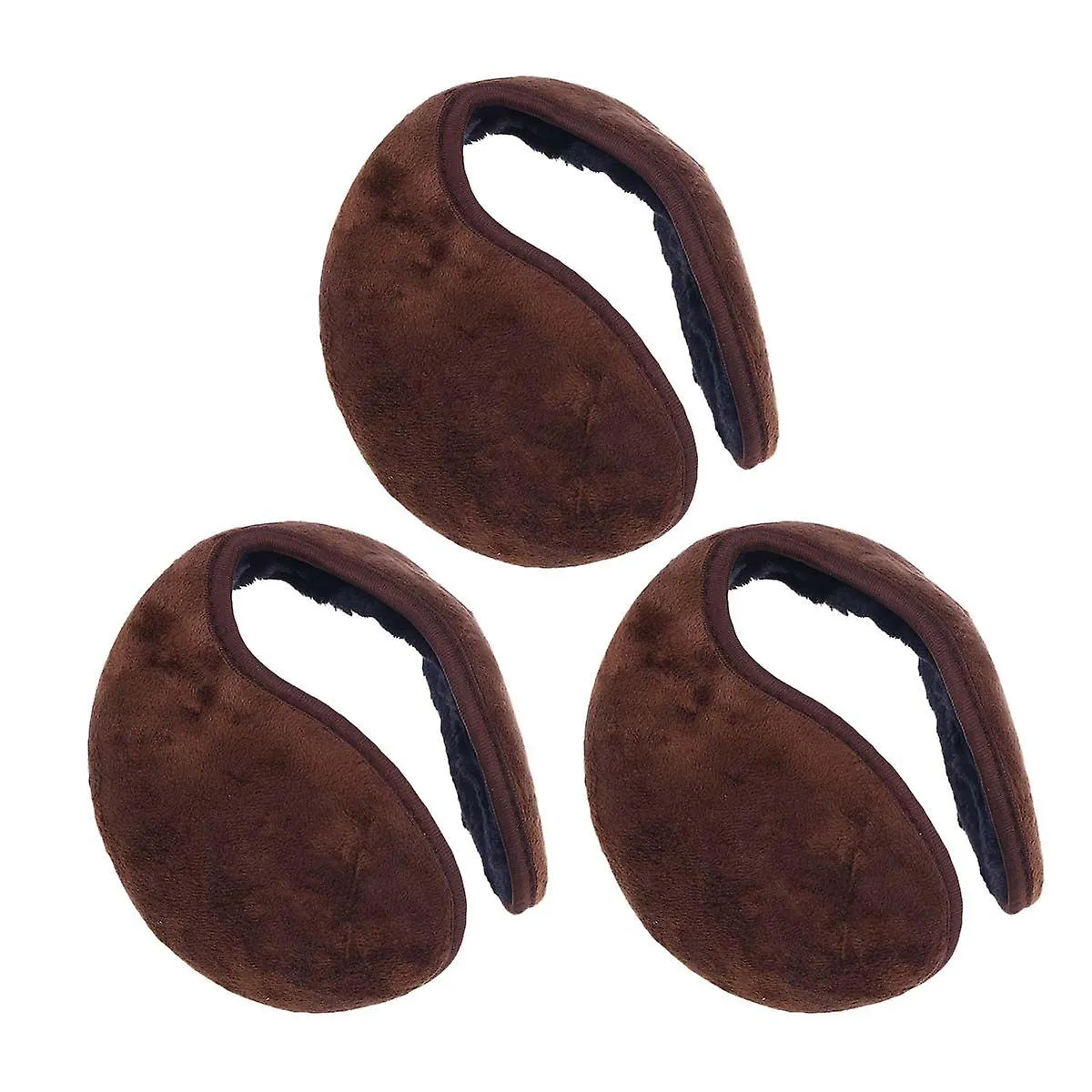 3PCS OUTDOORS ULTRASOFT PLUSH EARMUFFS PORTABLE WINTER EAR WARMER BEHIND THE HEAD STYLE EAR COVER (COFFEE)