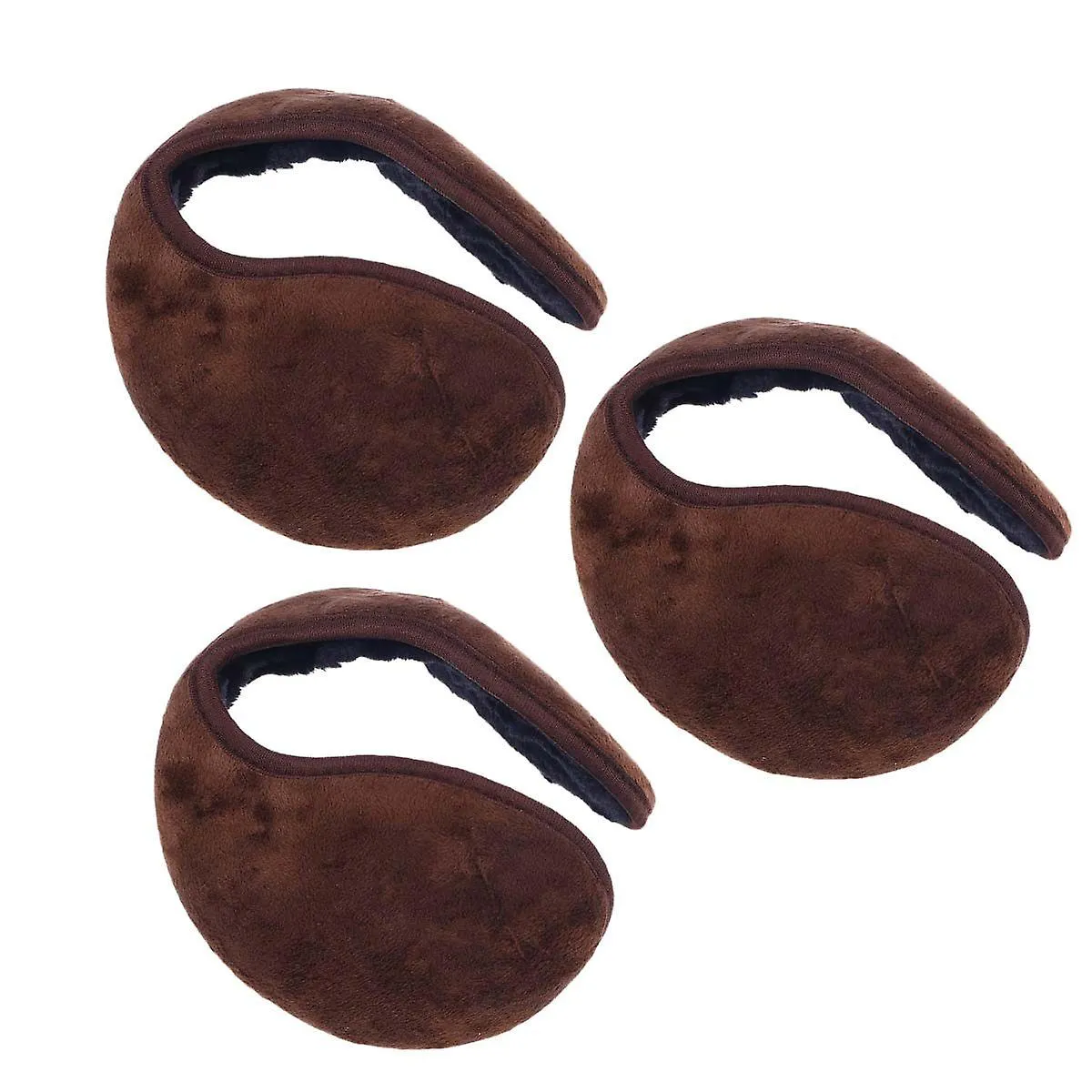 3PCS OUTDOORS ULTRASOFT PLUSH EARMUFFS PORTABLE WINTER EAR WARMER BEHIND THE HEAD STYLE EAR COVER (COFFEE)