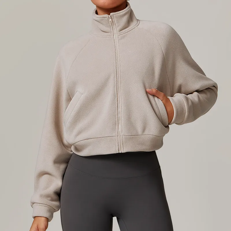 582A Collar de pie para mujer Collar yoga cálido para correr y hacer ejercicio con chaqueta a prueba de viento y 3D para fitness