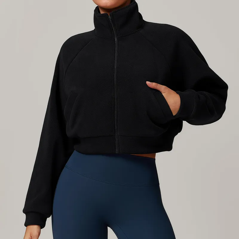 582A Collar de pie para mujer Collar yoga cálido para correr y hacer ejercicio con chaqueta a prueba de viento y 3D para fitness