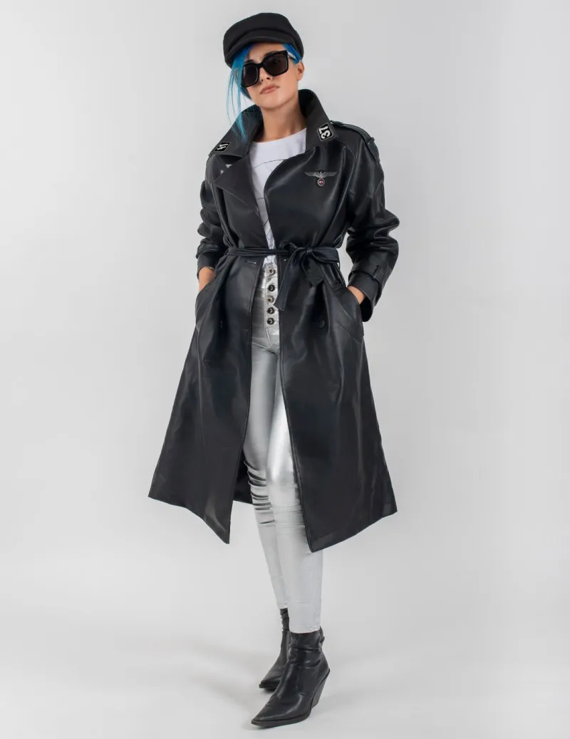 Abrigo Ecopiel de mujer GERMAN negro