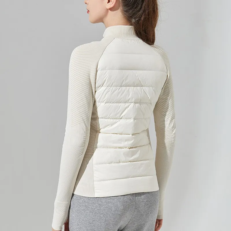 AL Nueva chaqueta de yoga Down for It All Chaquetas de gama alta para mujer con plumón de ganso blanco Sudaderas ligeras para co