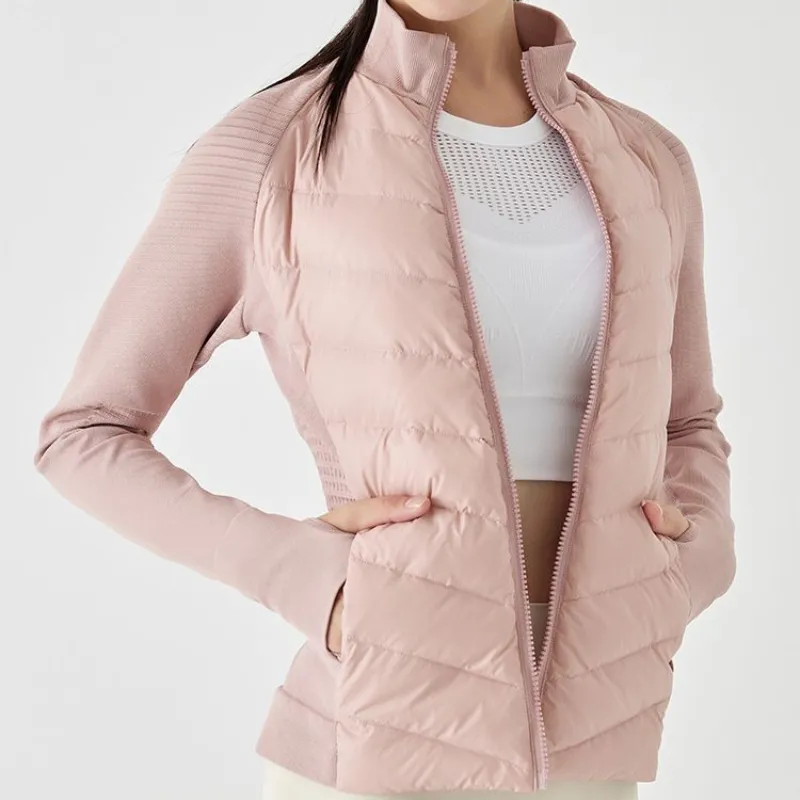 AL Nueva chaqueta de yoga Down for It All Chaquetas de gama alta para mujer con plumón de ganso blanco Sudaderas ligeras para co