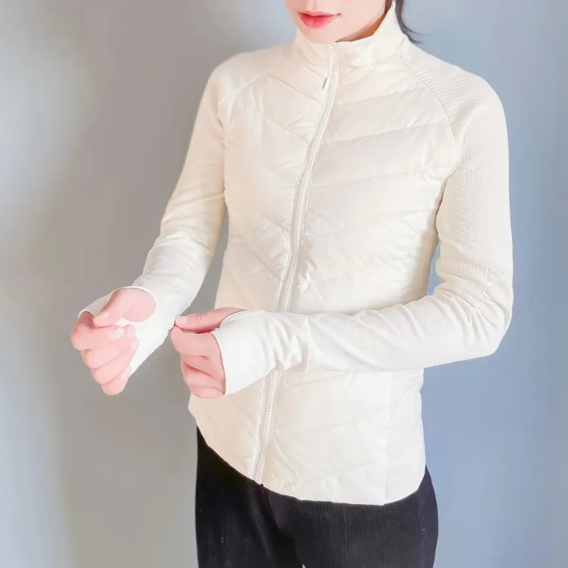 AL Nueva chaqueta de yoga Down for It All Chaquetas de gama alta para mujer con plumón de ganso blanco Sudaderas ligeras para co