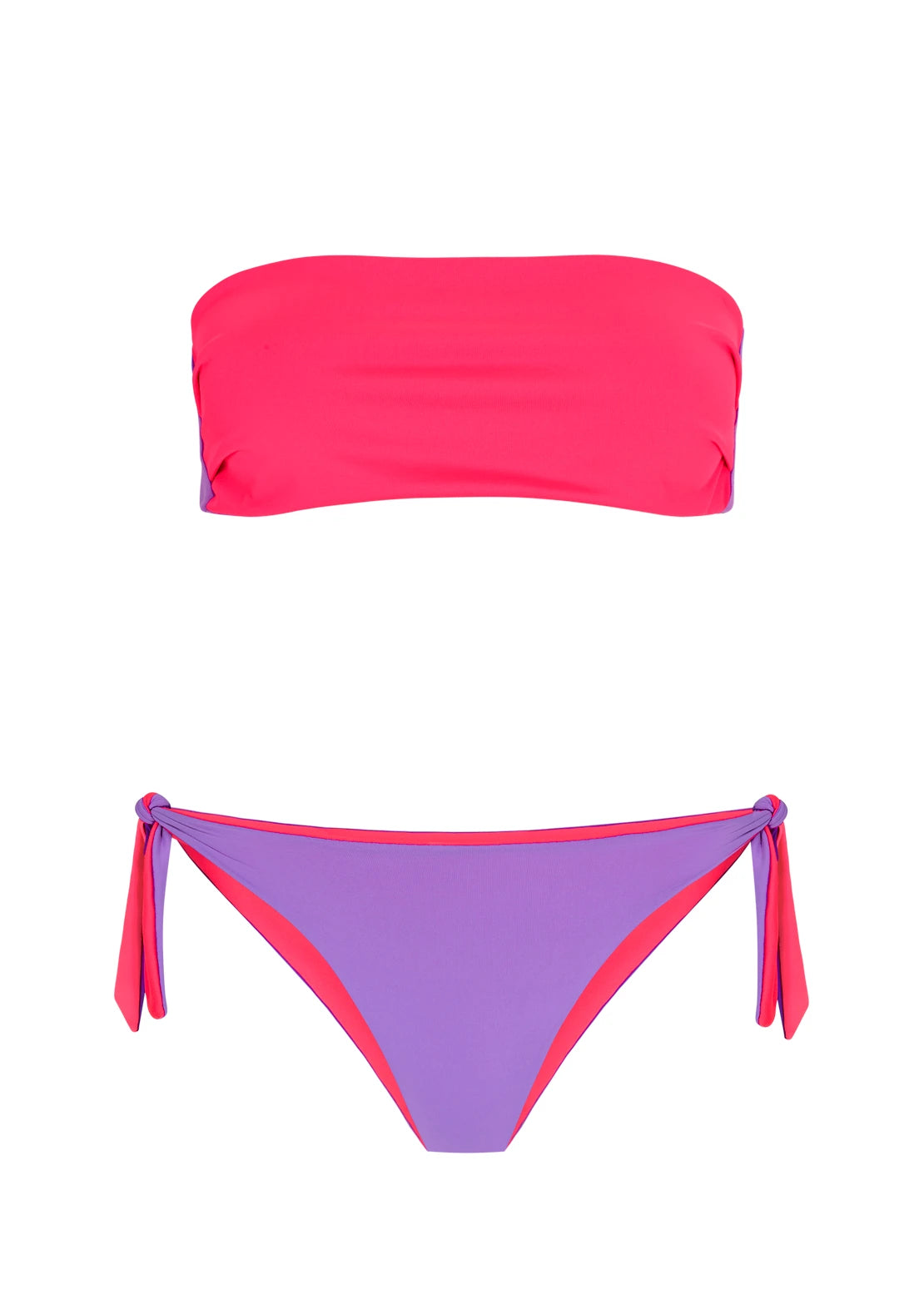 BIKINI REVERSIBLE ROSA FLOR Y LILA