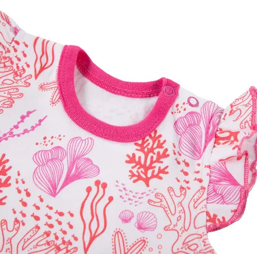 Body corto de volantes para niña colección Coral Reef