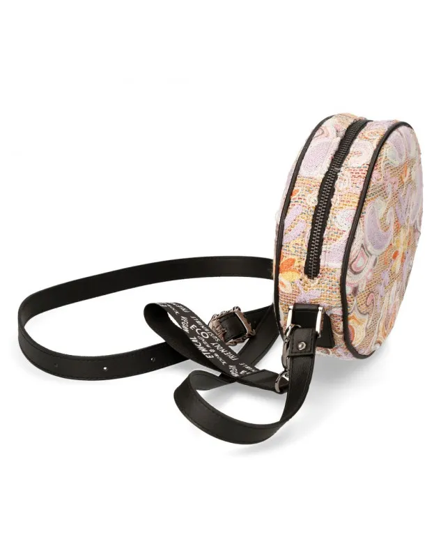 BOLSO DE HOMBRO REDONDO FLORAL ROSA