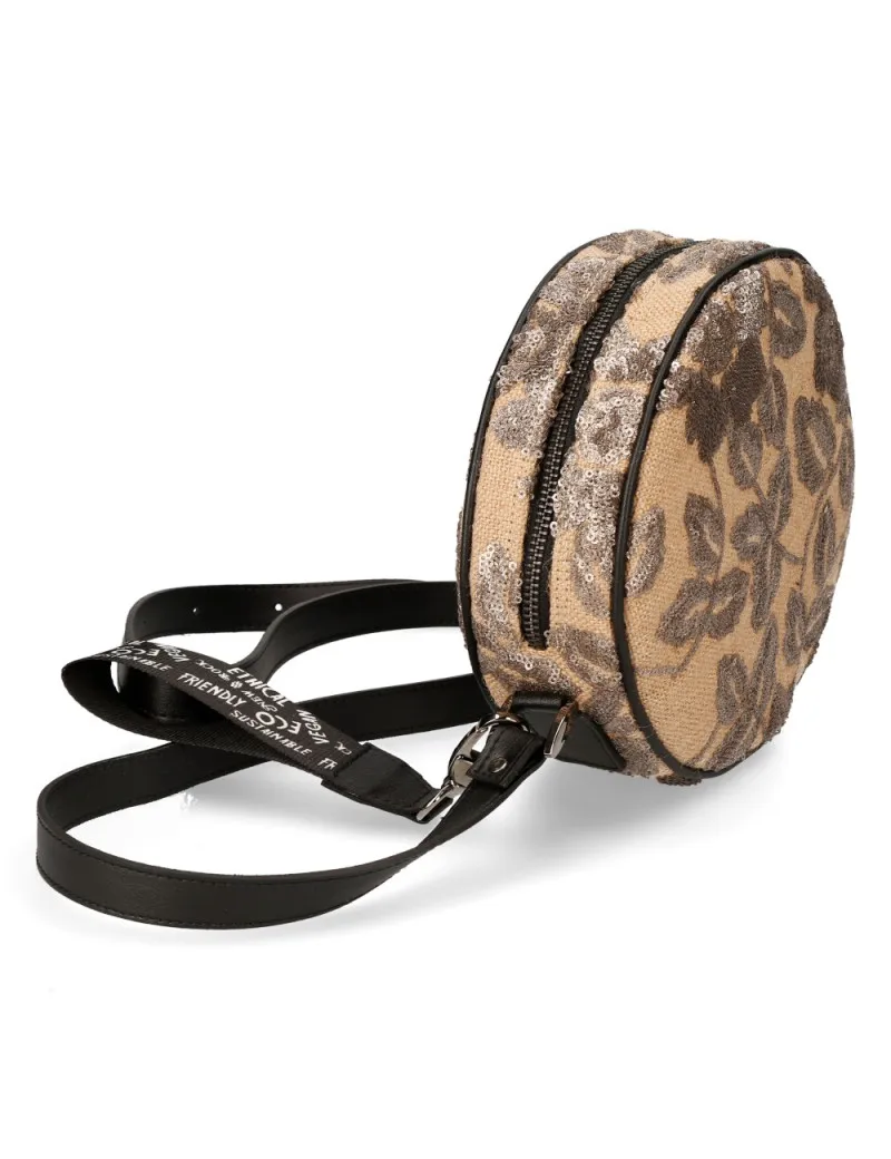 BOLSO DE HOMBRO REDONDO MARRÓN DORADO