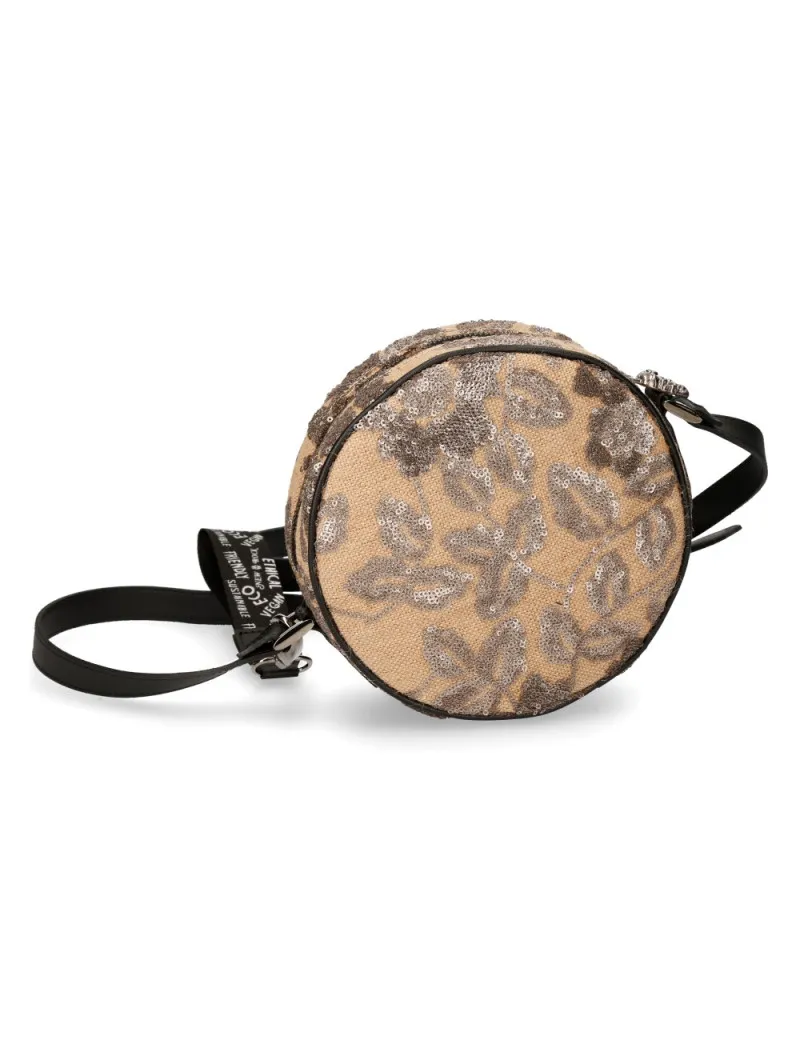 BOLSO DE HOMBRO REDONDO MARRÓN DORADO