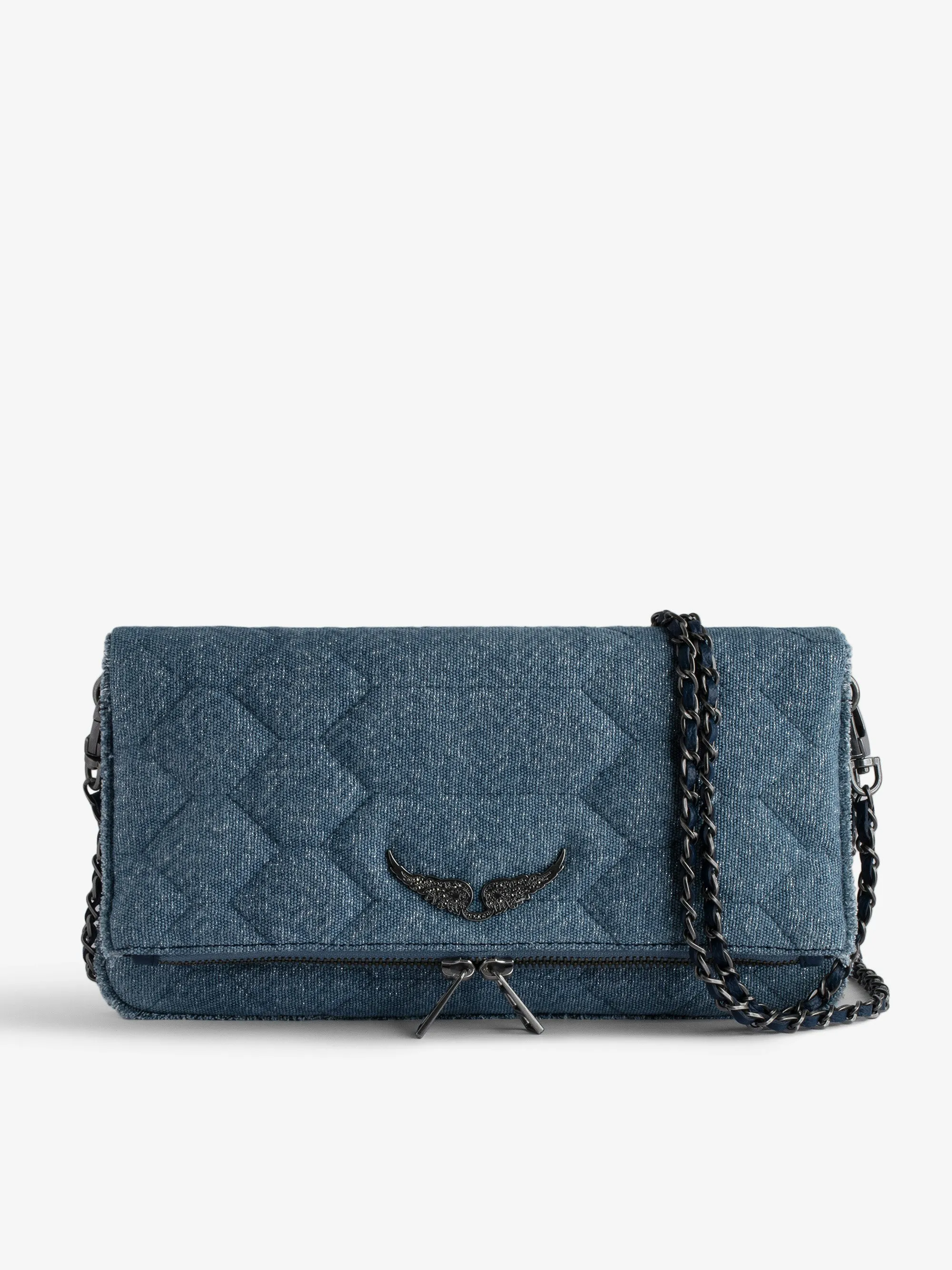 Bolso de Mano de Dénim Acolchado Rock Brillante