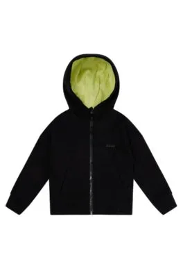 BOSS x AJBXNG Chaqueta para niños con capucha, cremallera y logo estampado