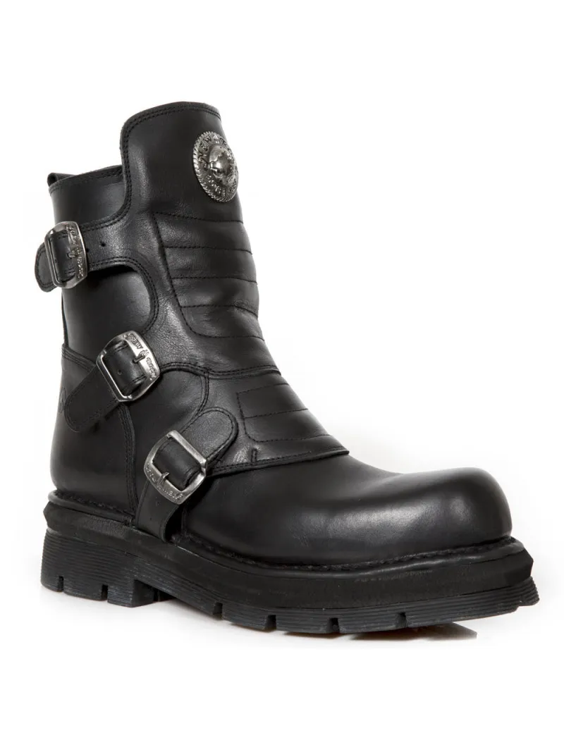 Botas de piel de color negro de alta calidad de New Rock