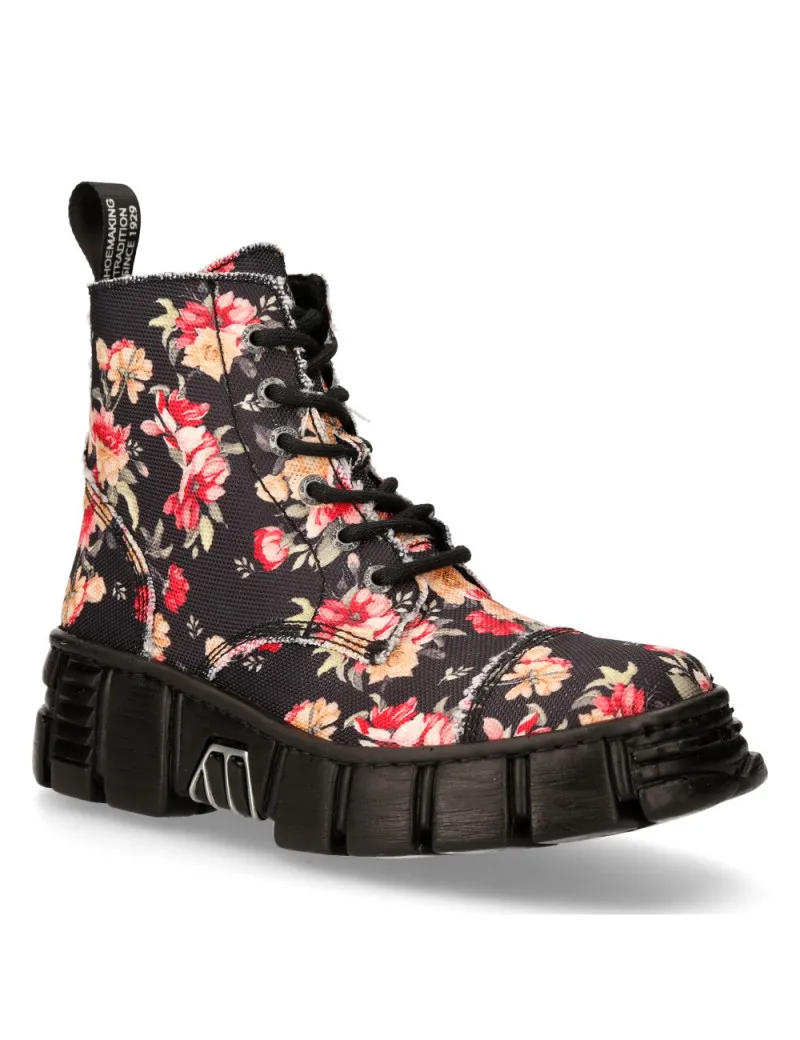 Botas de vestir militares con decoración floral de material sintético