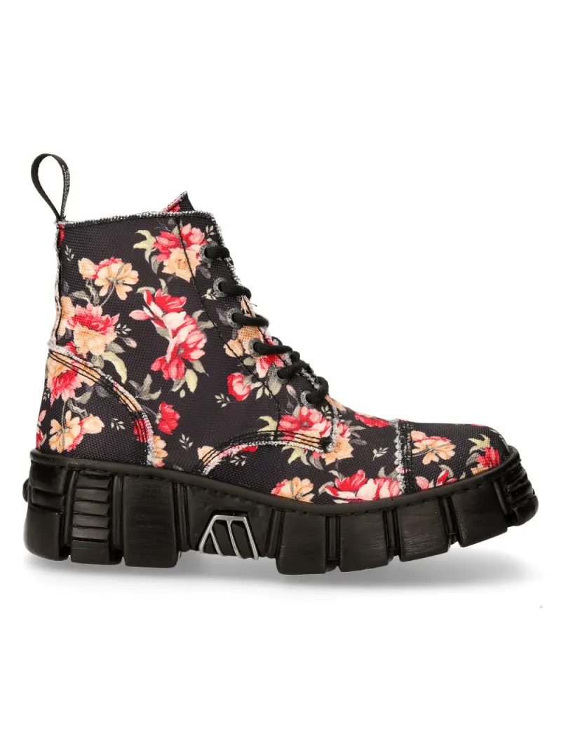 Botas de vestir militares con decoración floral de material sintético