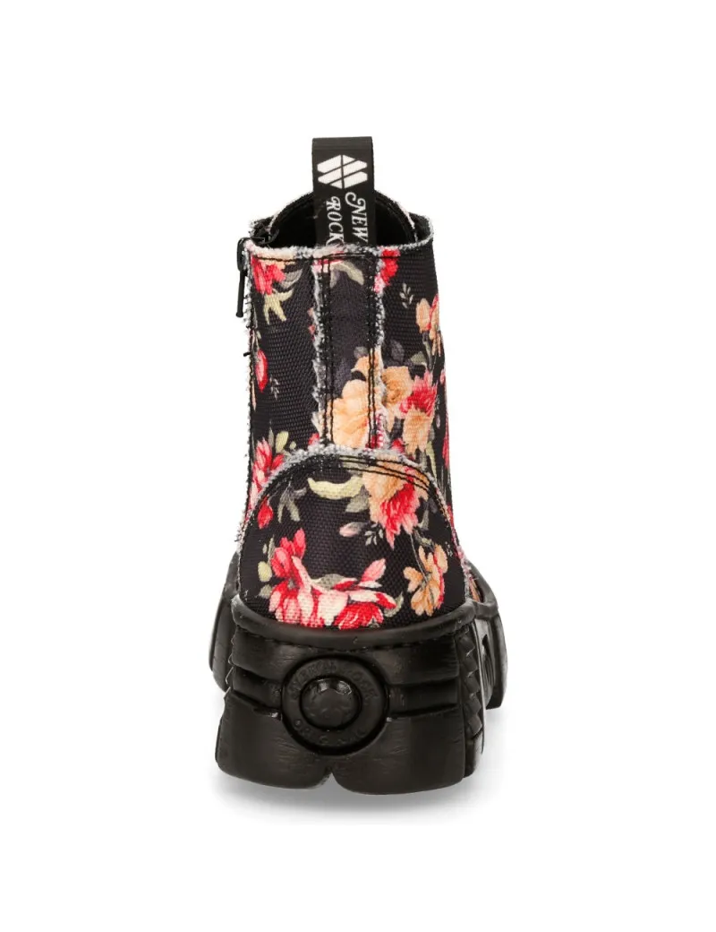Botas de vestir militares con decoración floral de material sintético