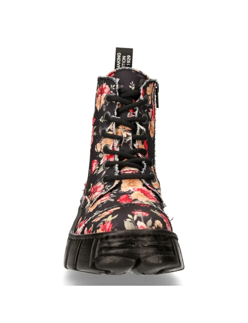 Botas de vestir militares con decoración floral de material sintético