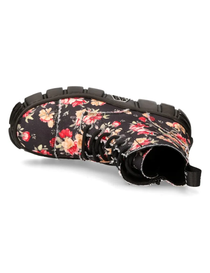Botas de vestir militares con decoración floral de material sintético