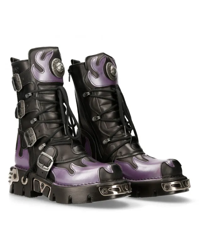 BOTAS NEW ROCK METALLIC LILA FUEGO PARA HOMBRE Y MUJER