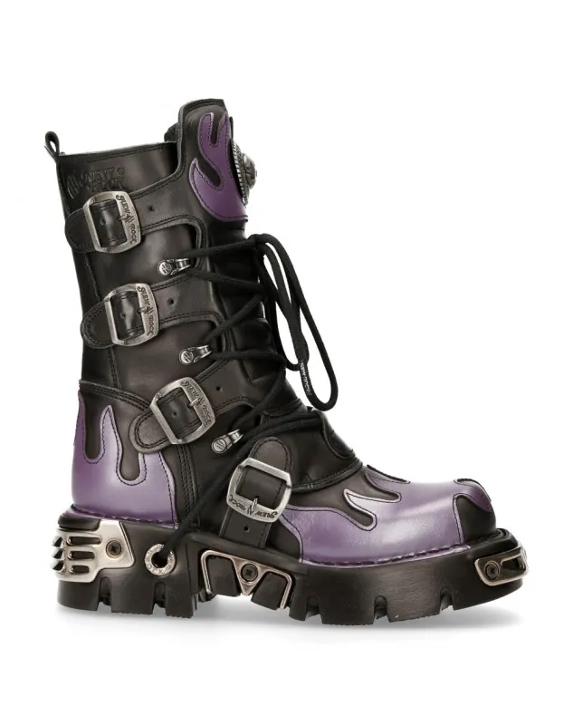 BOTAS NEW ROCK METALLIC LILA FUEGO PARA HOMBRE Y MUJER