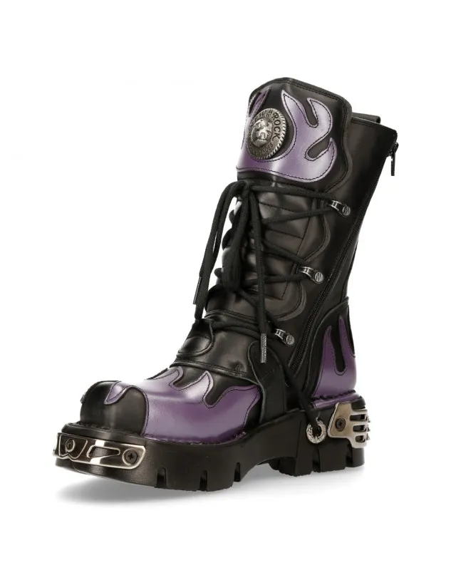 BOTAS NEW ROCK METALLIC LILA FUEGO PARA HOMBRE Y MUJER
