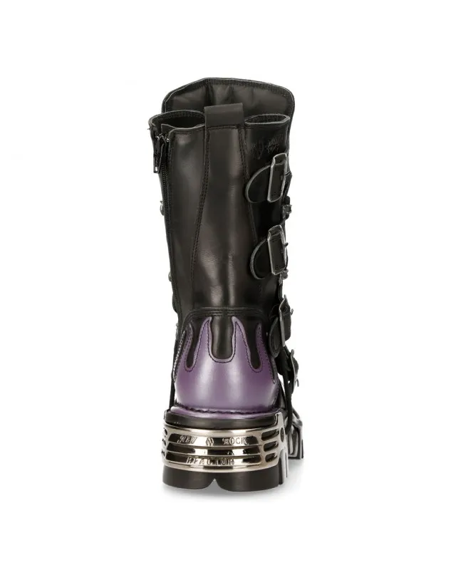 BOTAS NEW ROCK METALLIC LILA FUEGO PARA HOMBRE Y MUJER