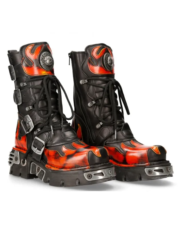 BOTAS NEW ROCK REACTOR LLAMA FUEGO DE PIEL