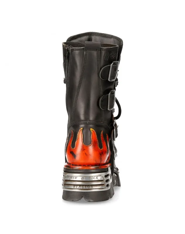BOTAS NEW ROCK REACTOR LLAMA FUEGO DE PIEL