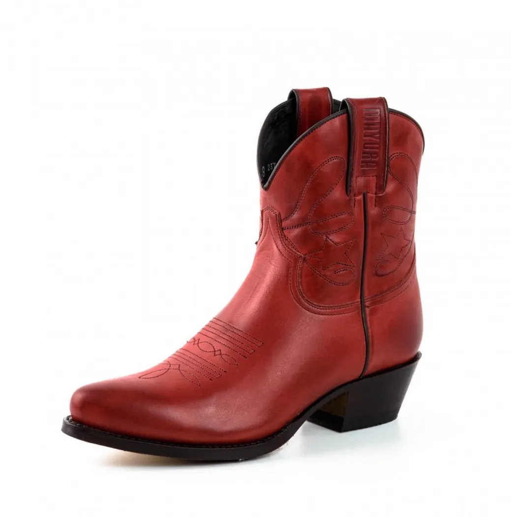 Botin cowboy rojo mujer
