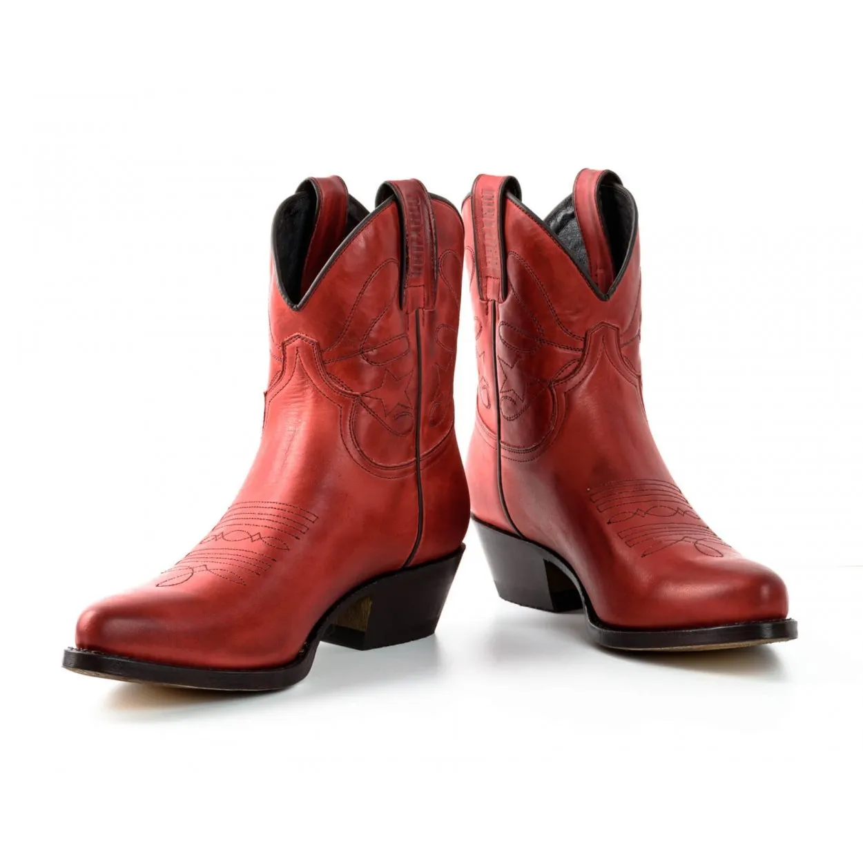 Botin cowboy rojo mujer
