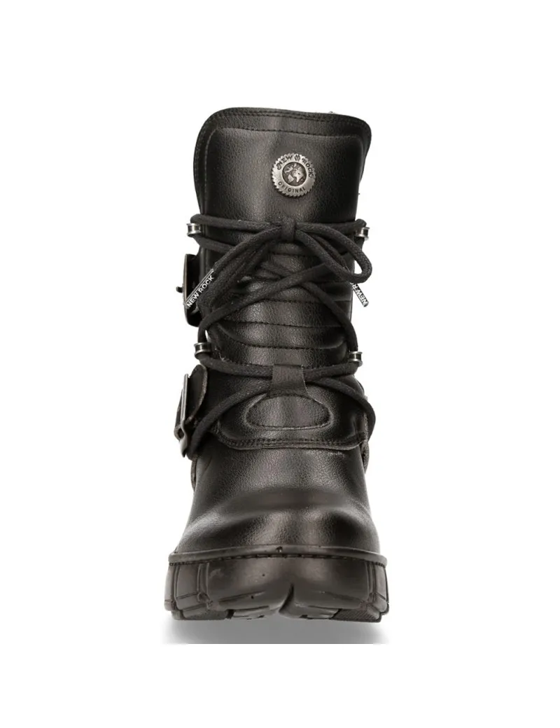 Botines con tacón alto trail punk color negro de New Rock