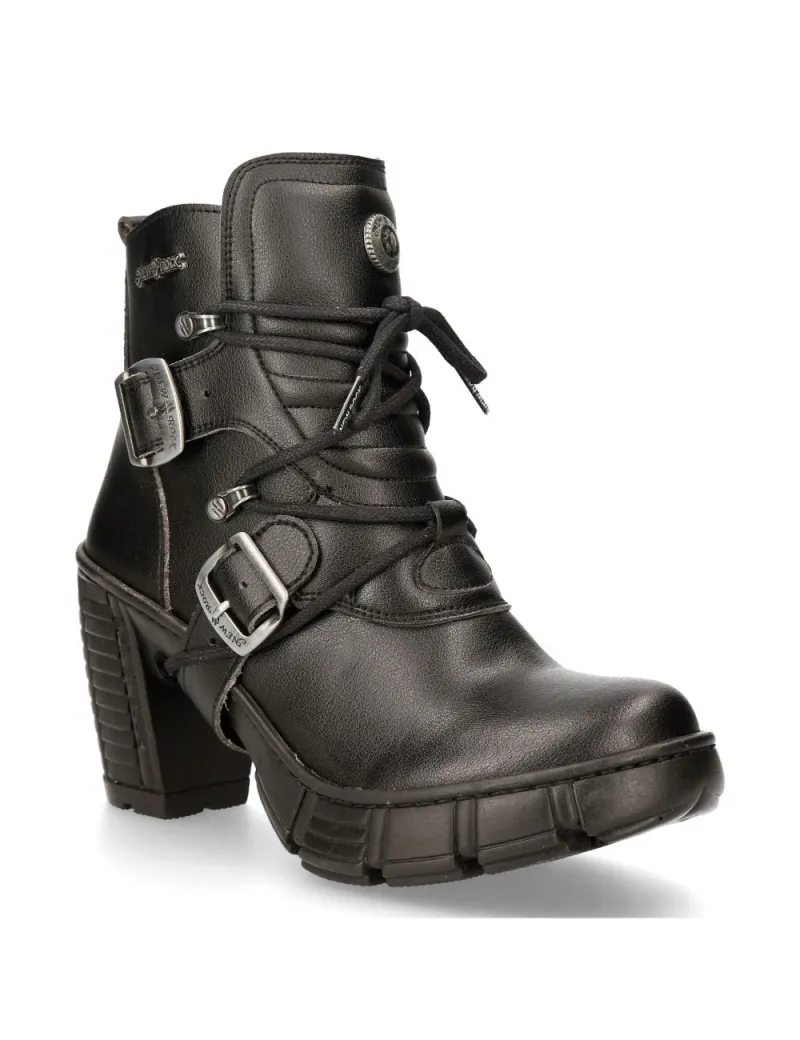 Botines con tacón alto trail punk color negro de New Rock