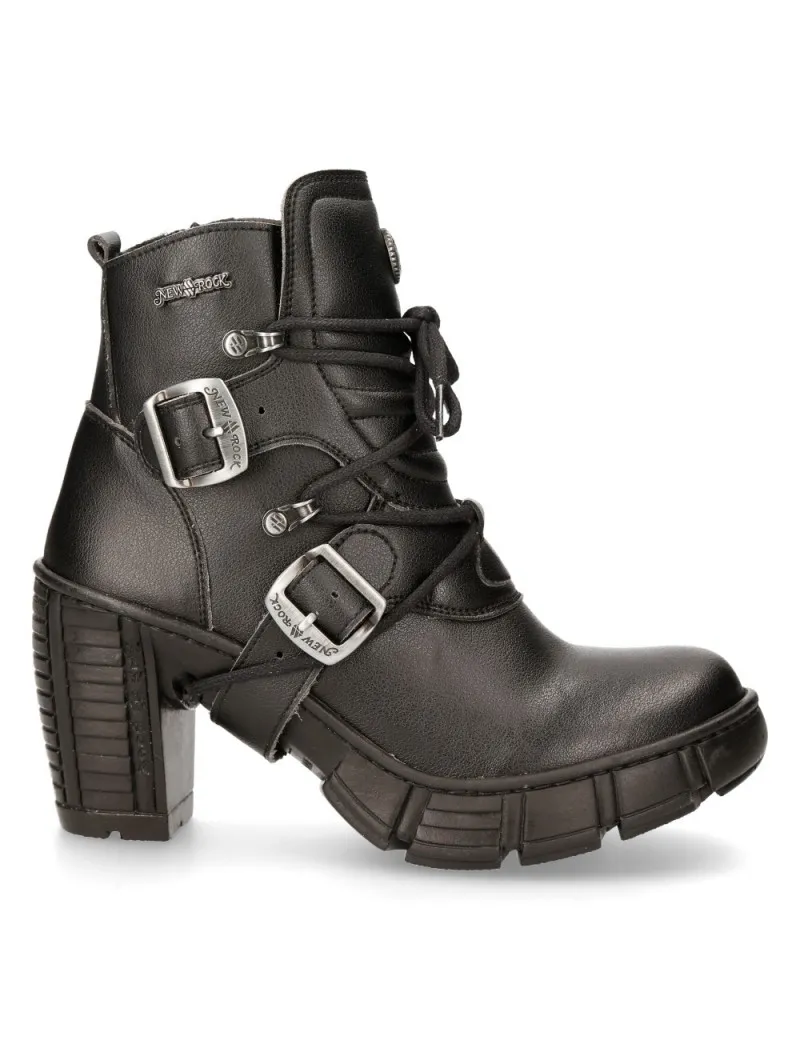 Botines con tacón alto trail punk color negro de New Rock