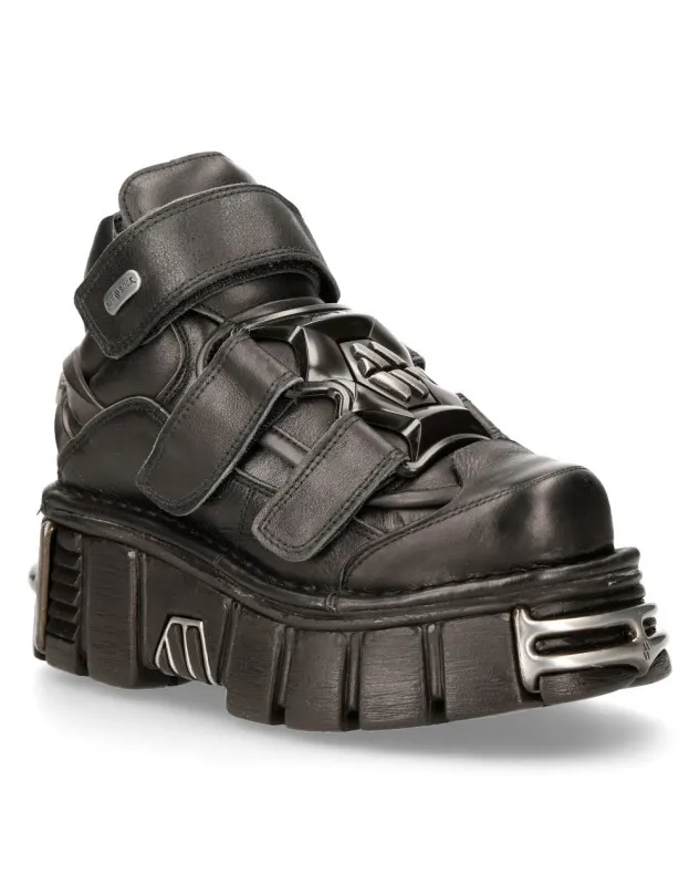 BOTINES NEW ROCK NEGROS CON CORREA DE VELCRO