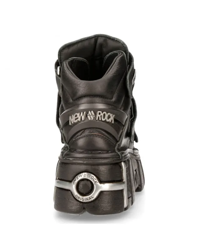 BOTINES NEW ROCK NEGROS CON CORREA DE VELCRO