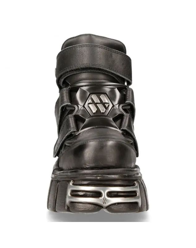 BOTINES NEW ROCK NEGROS CON CORREA DE VELCRO