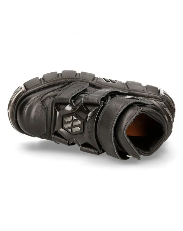 BOTINES NEW ROCK NEGROS CON CORREA DE VELCRO