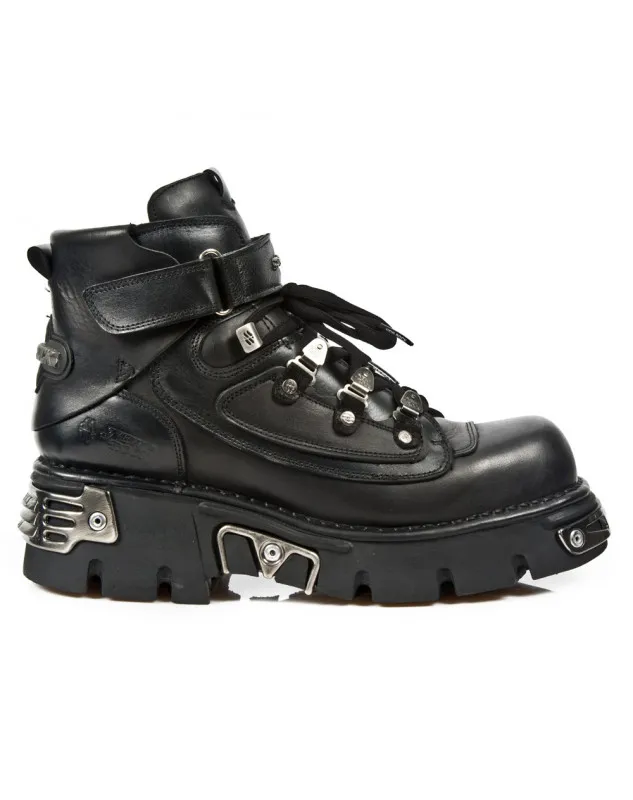 BOTINES PARA GOTICOS DE NEW ROCK NEGROS METALLIC