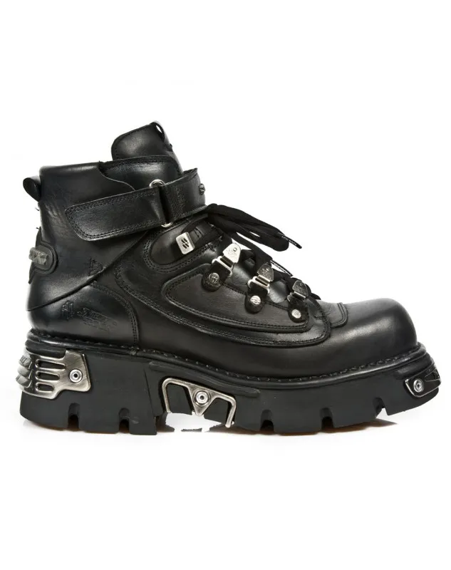 BOTINES PARA GOTICOS DE NEW ROCK NEGROS METALLIC