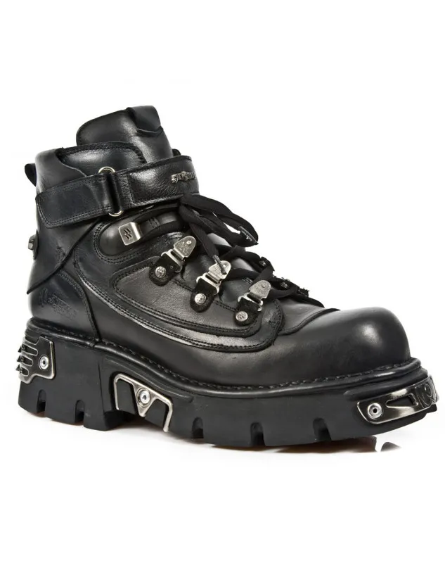 BOTINES PARA GOTICOS DE NEW ROCK NEGROS METALLIC