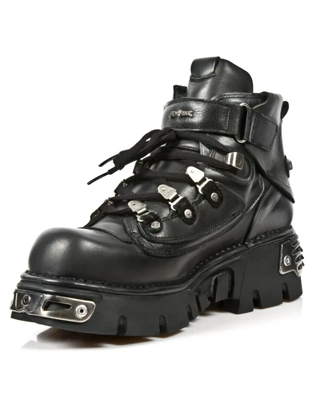 BOTINES PARA GOTICOS DE NEW ROCK NEGROS METALLIC