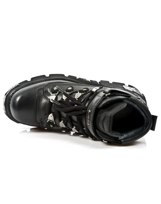BOTINES PARA GOTICOS DE NEW ROCK NEGROS METALLIC