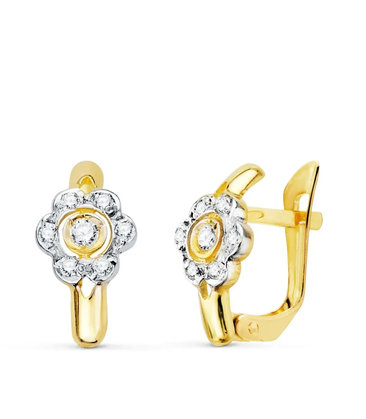 Boucles d'oreilles Communion Ainara Or bicolore 18K
