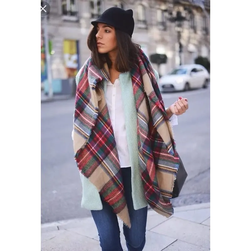 Bufanda manta DELUXE Tartán XXL – Mujer