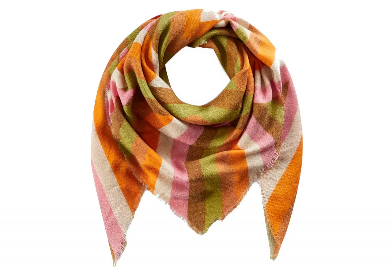 Bufanda Xl Rayas Multicolor Flecos Cortos