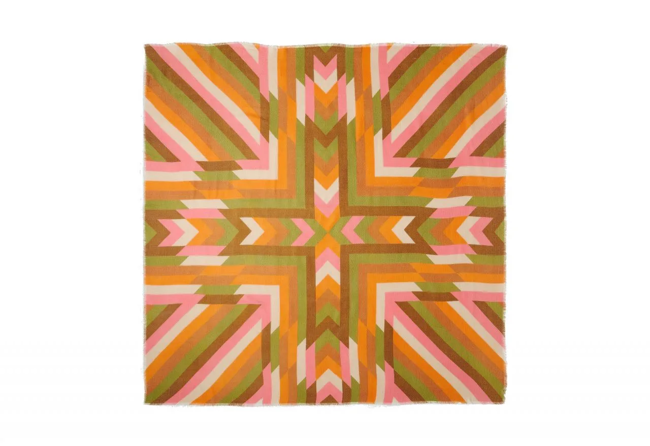 Bufanda Xl Rayas Multicolor Flecos Cortos