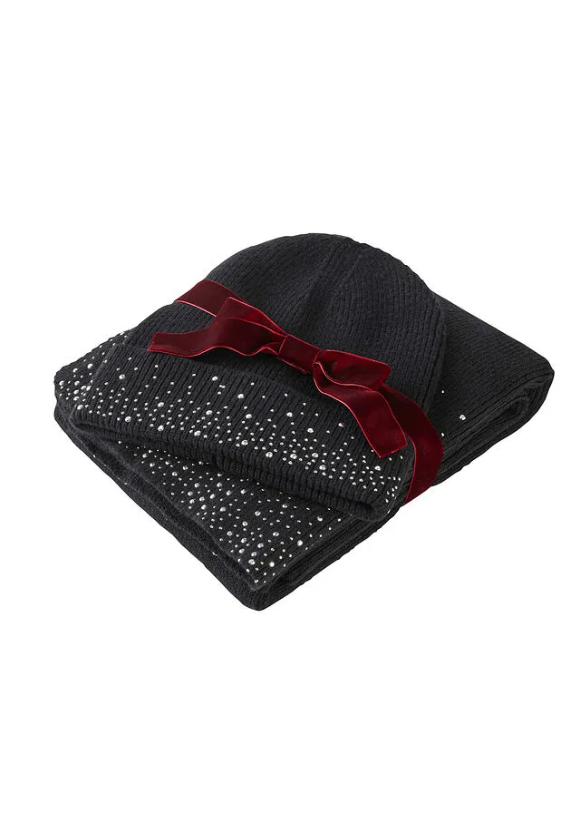 Bufanda y gorro (2 piezas) Negro
