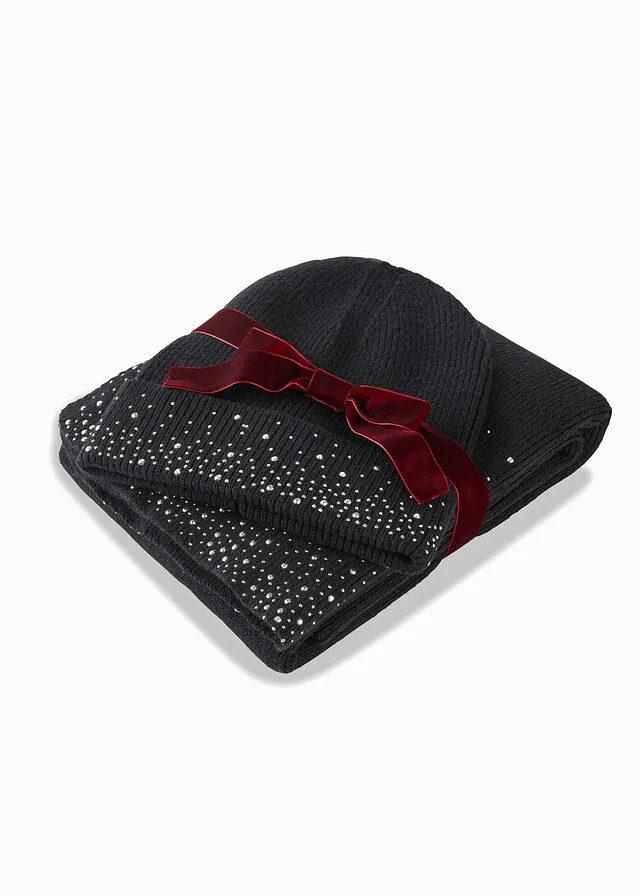 Bufanda y gorro (2 piezas) Negro
