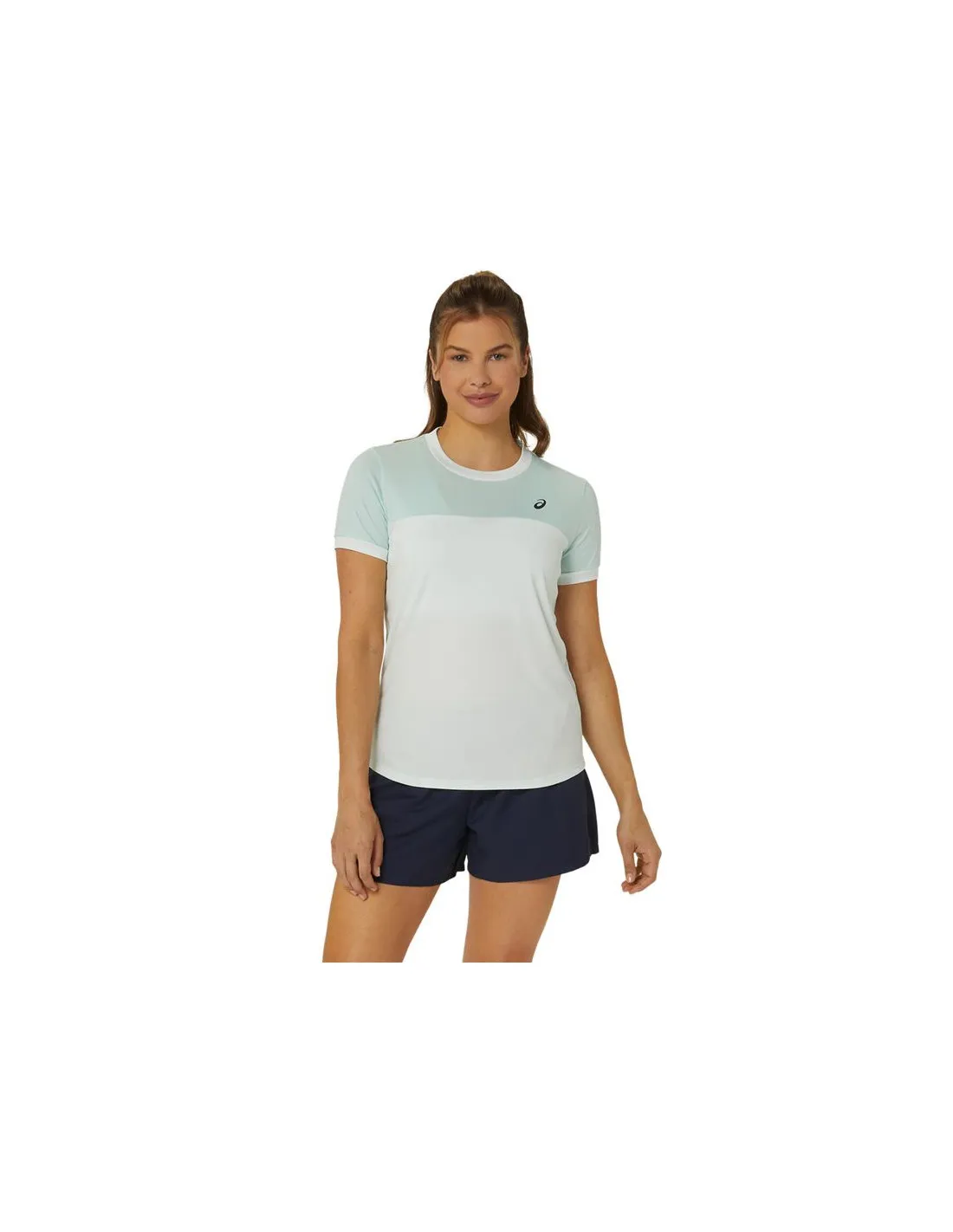 Camiseta de Tenis ASICS Court Ss Top Mujer Menta Blanco