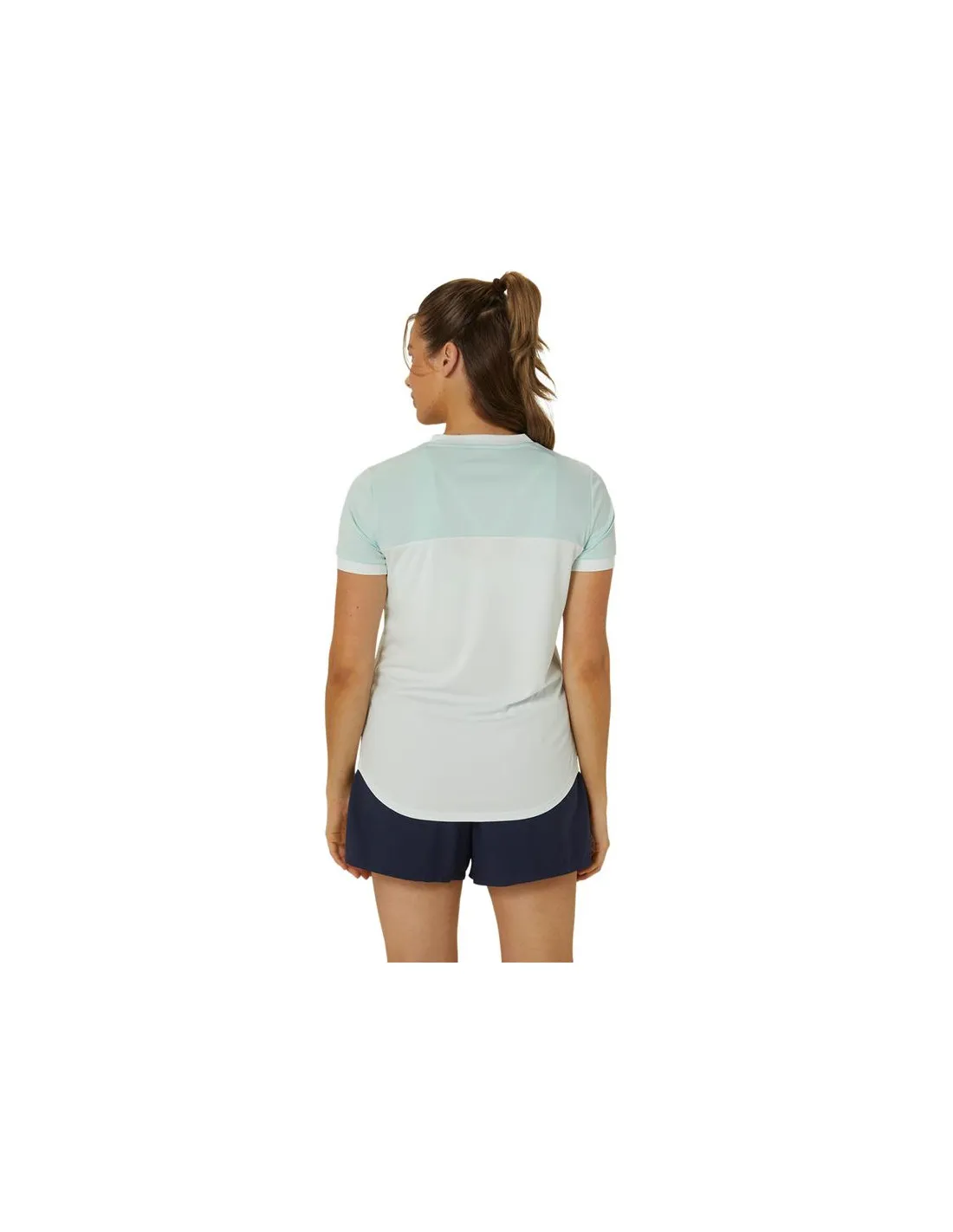 Camiseta de Tenis ASICS Court Ss Top Mujer Menta Blanco