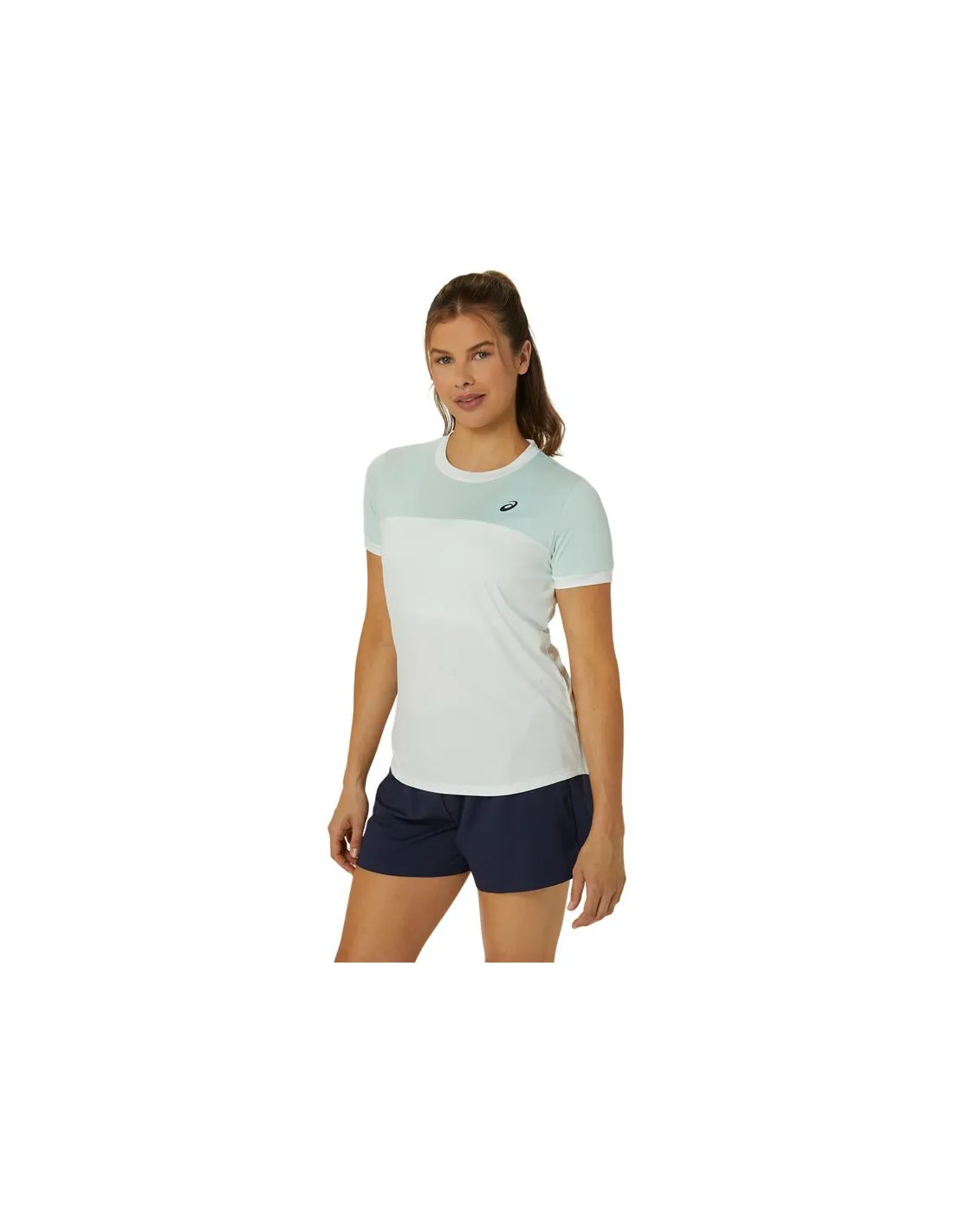 Camiseta de Tenis ASICS Court Ss Top Mujer Menta Blanco